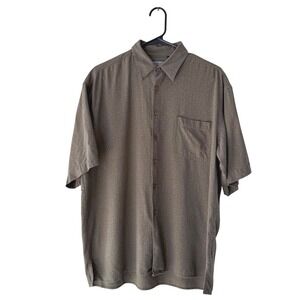 Knightsbridge 100% Silk Short Sleeve Button Down Shirt Small Dot Print